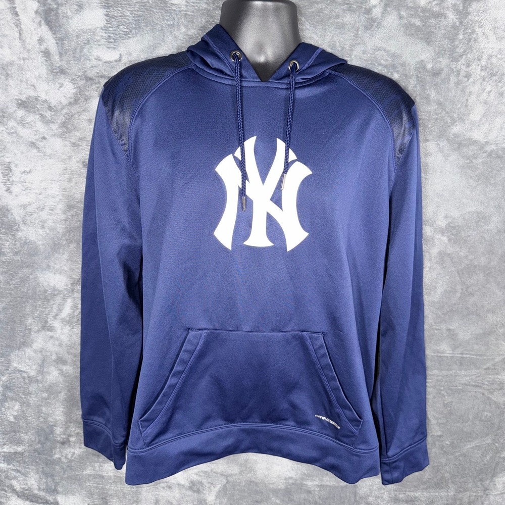 New York Yankees Majestic Mens Hoodie XL Navy Blue Pullover‎ Sweatshirt Therma